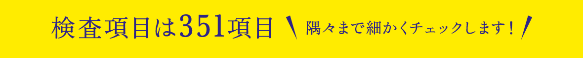 検査項目は351項目 隅々まで細かくチェックします!